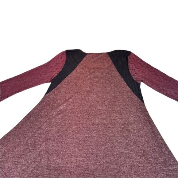 Umgee Shirt S Mixed Media Mauve Womens Sharkbite Lace‎ Sleeve Top Size Small - Picture 6 of 9